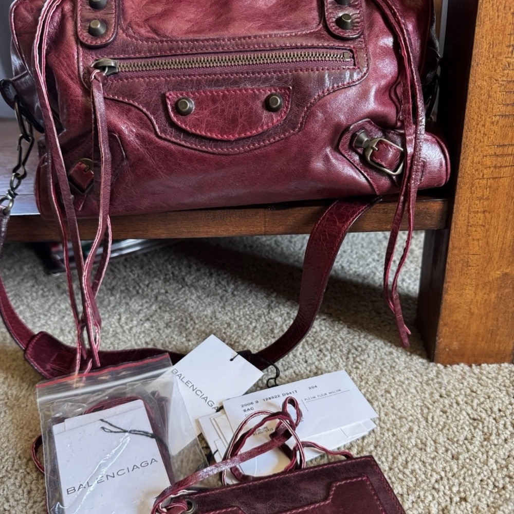 Balenciaga Burgundy Box Bag